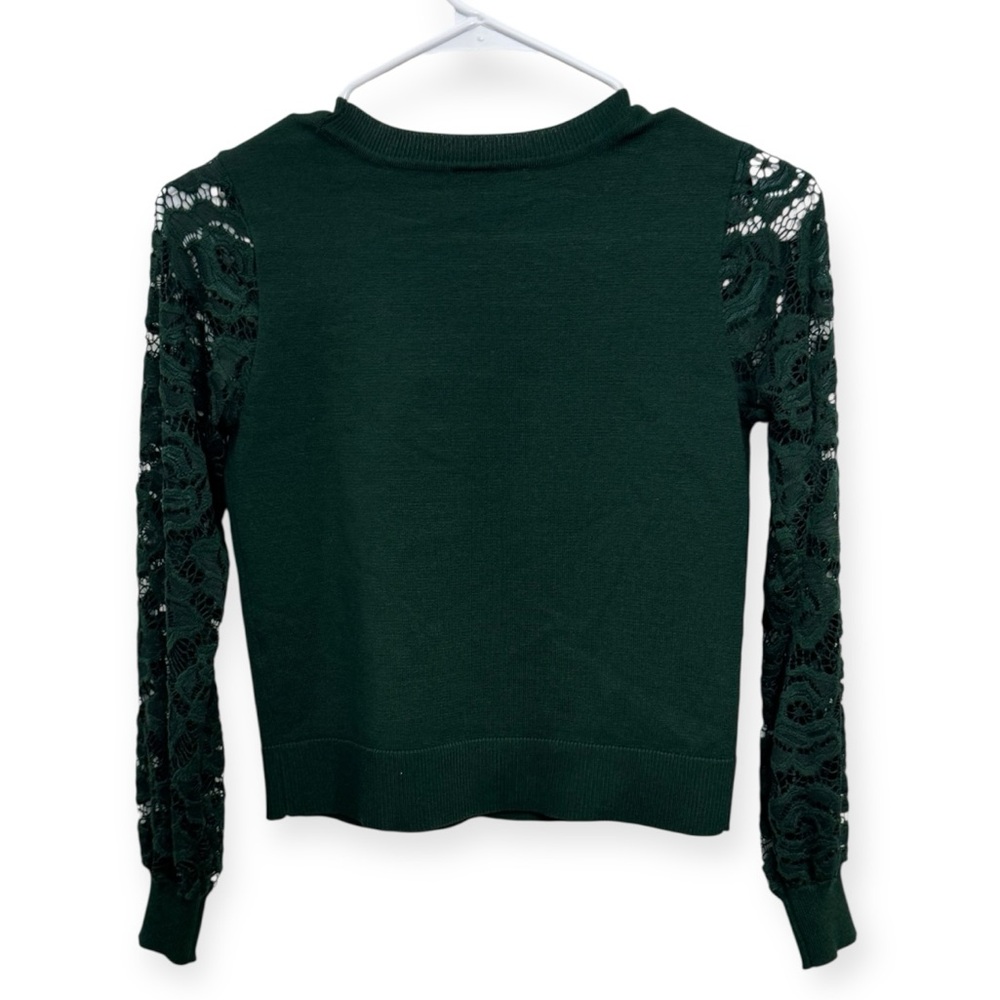 Kids' Dark Green Lace-Sleeve Sweater - Lilt Girl‎ - Picture 2 of 2